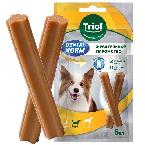 TRIOL 10161006 DENTAL NORM Палочки жевательные для средних собак, 150 гр
