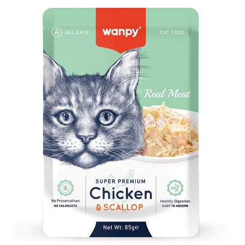 WANPY Паучи для кошек из курицы и трески, 85 гр