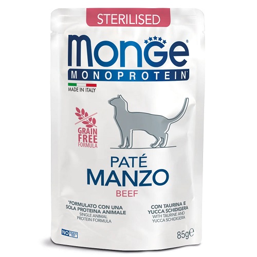 Monge CAT Monoprotein Pouch  Паучи для стерилизаванных кошек, говядина, 85 гр