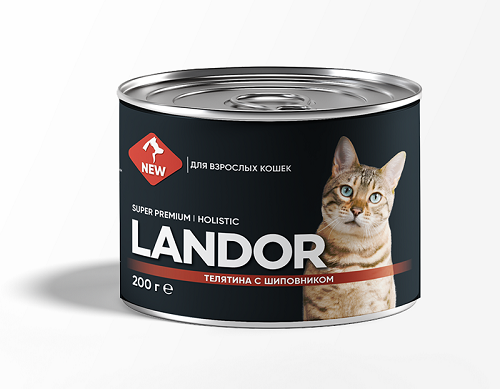 Landor Консервы д/кошек Телятина с шиповником, 0,2 кг