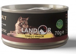 Landor  Консервы д/кошек Тунец с крабом, 70 гр