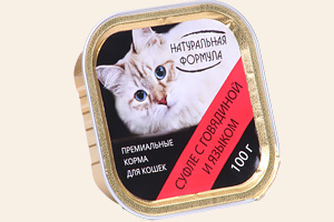 Натуральная формула для кошек Суфле с говядиной и языком, 100 гр