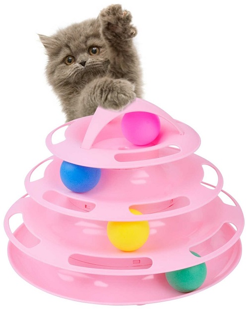 Чистый котик СТ18086 Игрушка для кошек Трек-башня с мячиками, микс
