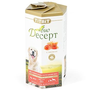 TITBIT Печенье БИО-ДЕСЕРТ МИНИ с ЛОСОСЕМ, 250 гр.