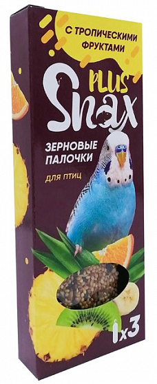 SNAX PLUS Зерновые палочки ДЛЯ ПТИЦ c  тропическими фруктами, 3 шт., 90 гр