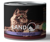 Landor Консервы д/пожилых кошек Телятина с сельдью, 0,2 кг