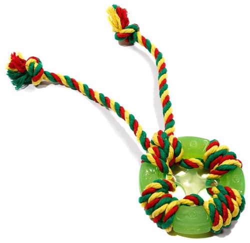 ДОГЛАЙК Игрушка для собак КОЛЬЦО Космос с канатом