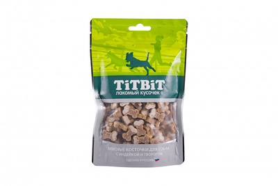 TITBIT КОСТОЧКИ С ИНДЕЙКОЙ И ТВОРОГОМ, 145 гр