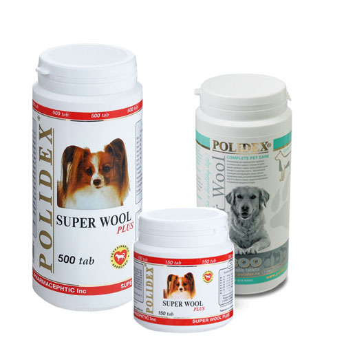 POLIDEX Super Wool для собак для шерсти, кожи, когтей и профилактики дерматитов