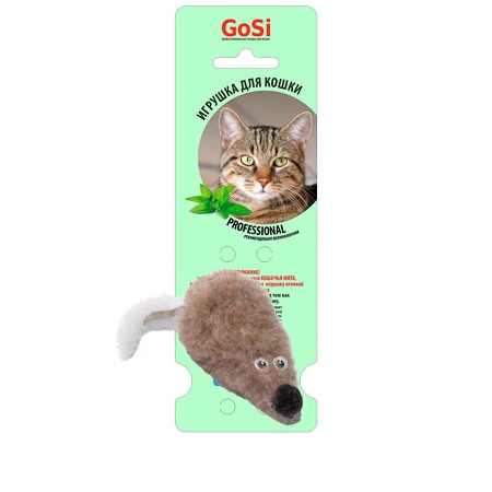 GoSi sh-07172 Игрушка "Мышь с мятой серая" на картоне