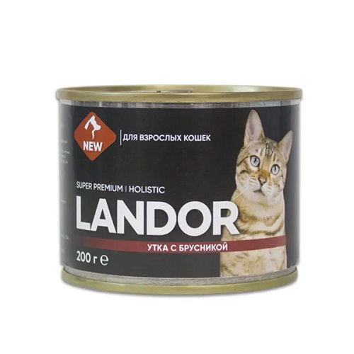Landor Консервы д/кошек Утка с брусникой, 0,2 кг