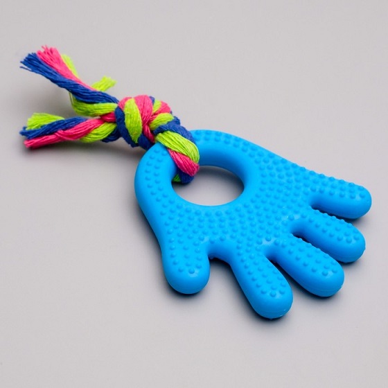 6257020 Игрушка жевательная с канатом "Ладошка", 10 см, салатовый