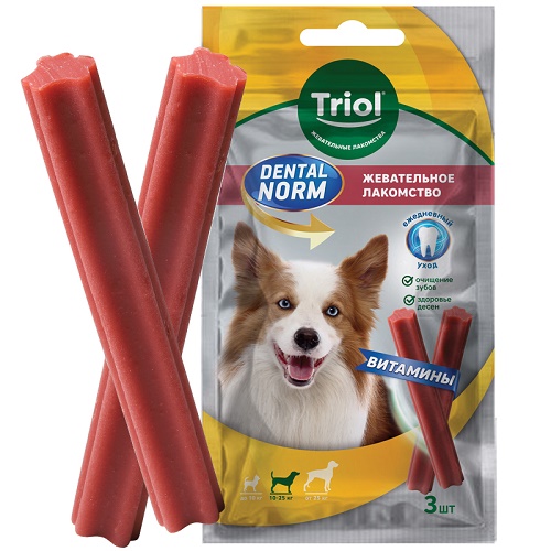 TRIOL 10161003 DENTAL NORM Палочки жевательные для средних собак, 75 гр