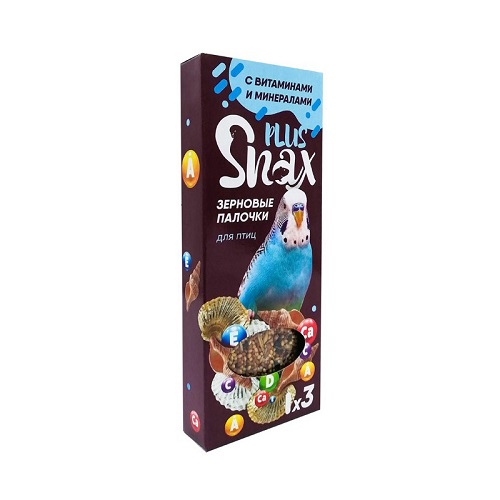 SNAX PLUS Зерновые палочки ДЛЯ ПТИЦ c  витаминами и минералами, 3 шт., 90 гр
