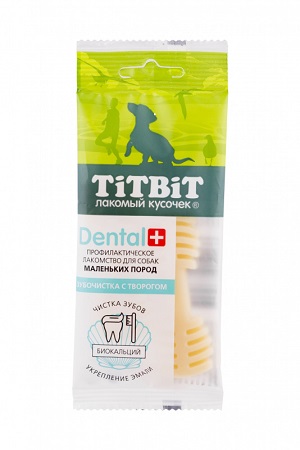 TITBIT DENTAL+зубочистка с творогом для собак мелких пород 26 гр