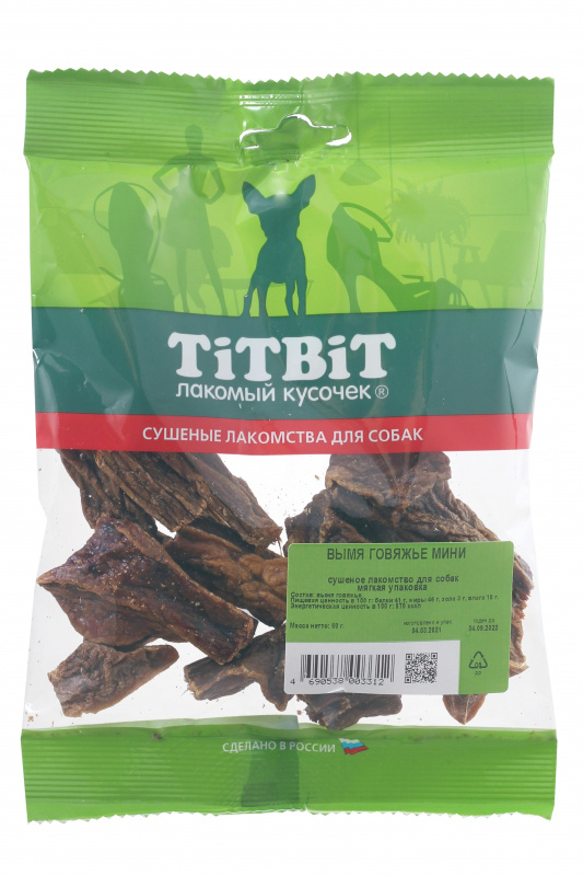 TITBIT Вымя говяжье мини - мягкая упаковка, 60 гр