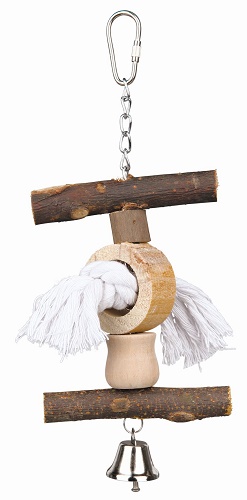 TRIXIE 58961 Игрушка для птиц, с колокольчиком и веревкой, 20 см