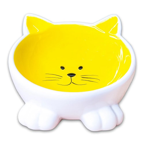 Mr.Kranch MKR639675 Миска керамическая Мордочка кошки на ножках, 100 мл, желтая