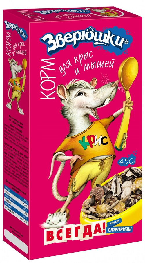 ЗВЕРЮШКИ Корм для крыс и мышей 450 гр