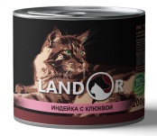 Landor Консервы д/стерилизованных кошек Индейка с клюквой, 0,2 кг