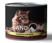 Landor Консервы д/кошек Индейка с кроликом, 0,2 кг