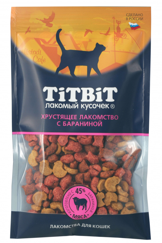 TITBIT Лакомство хрустящее с бараниной для кошек, 60 гр