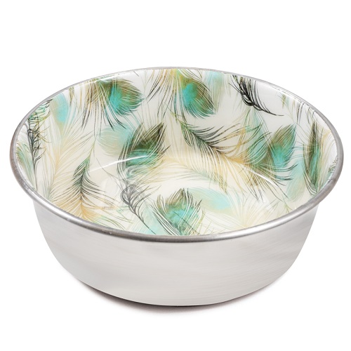 TRIOL Миска металлическая на резинке "Перышки"