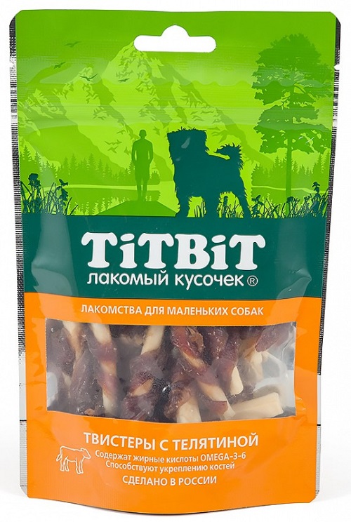 TITBIT Твистеры с телятиной для мелких собак, 50 гр