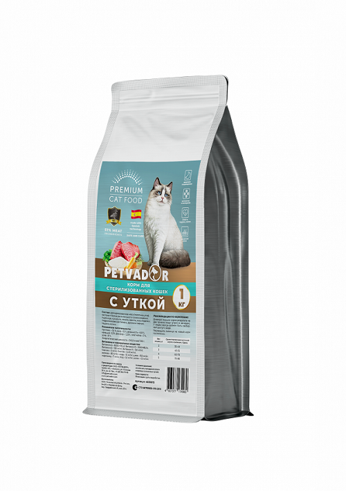 PETVADOR PREMIUM  д/взрослых стерилизованных кошек, УТКА