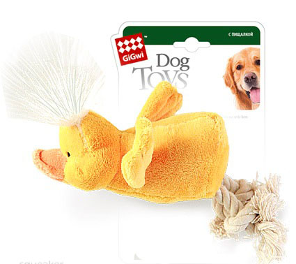 Gigwi 75052 Утка с пищалкой/ткань, веревочный материал