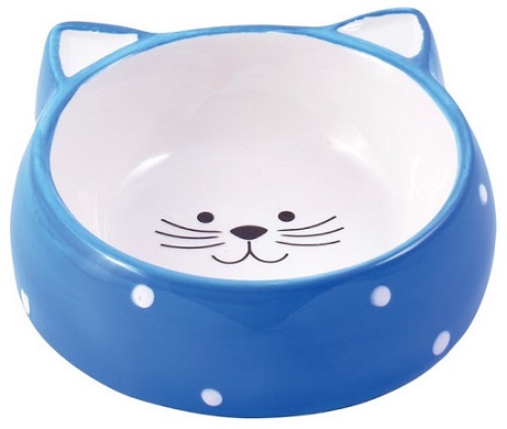 КерамикАрт Миска керамическая для кошек, Мордочка кошки голубая