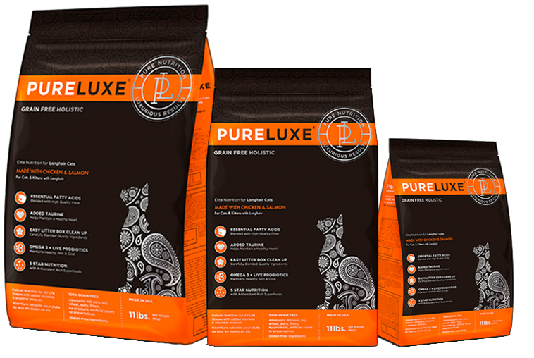 PURELUXE для длинношерстных кошек с курицей и лососем