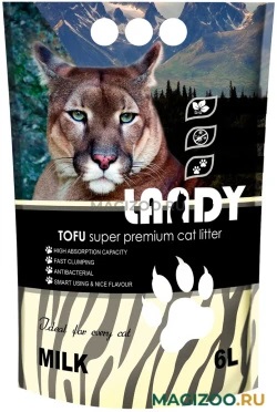 LANDY TOFU Наполнитель комкующийся с молочным ароматом, 6 л