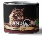 Landor Консервы д/кошек Индейка с уткой, 0,2 кг