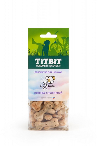 TITBIT Печенье для щенков с ТЕЛЯТИНОЙ, 70 гр