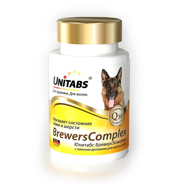 Unitabs BreversComplex с пивными дрожжами для крупных собак, 100 табл.