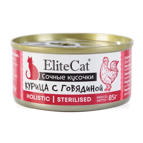 ELITECAT Консервы для кошек Курица с говядиной, 85 гр