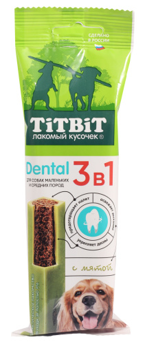 TITBIT DENTAL 3 в 1 с мятой для собак мелких и средних пород 110 гр