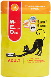 Me-O 01388 Adult  Паучи д/кошек № 9 Тунец и Креветки в желе, 80 гр