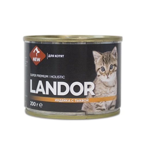 Landor Консервы д/котят Индейка с тыквой, 0,2 кг