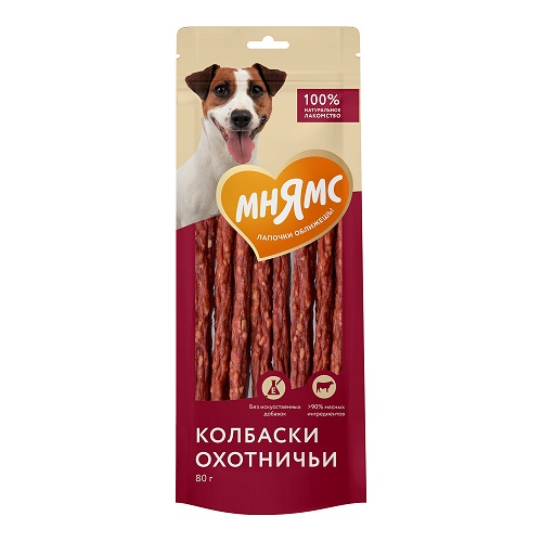 МНЯМС Колбаски охотничьи, для собак, 80 гр
