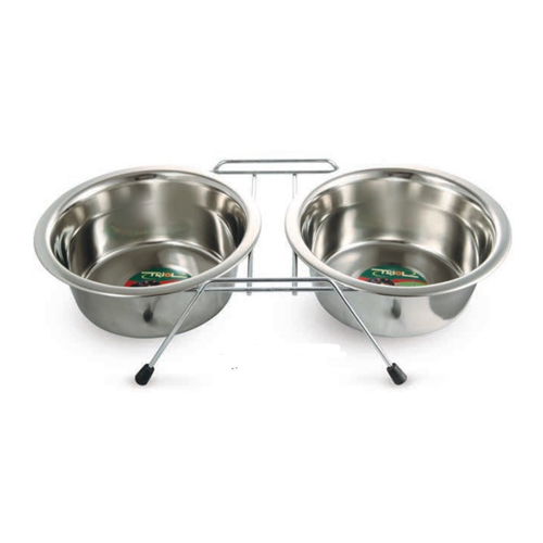 TRIOL Миски металлические на подставке с ножками, 2 шт