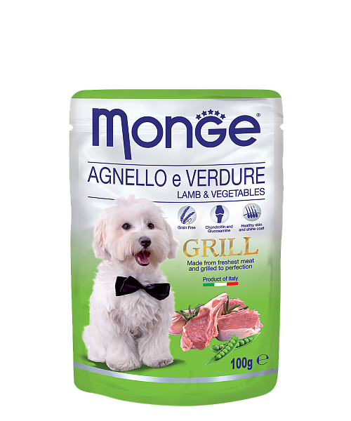 Monge DOG Grill Паучи для собак ягненок с овощами, 100 гр