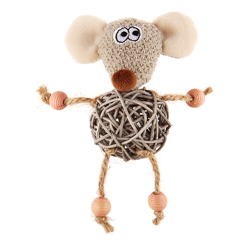 75521 Gigwi Мышка с плетеным мячиком с колокольчиком