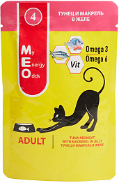 Me-O 01364 Adult  Паучи д/кошек № 4 Тунец макрель в желе, 80 гр