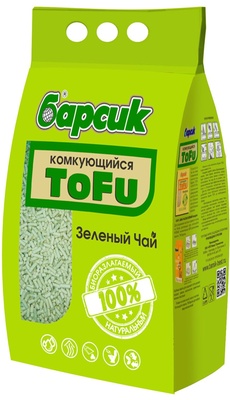 БАРСИК TOFU Наполнитель древесный комкующийся, Зеленый чай, 15 л