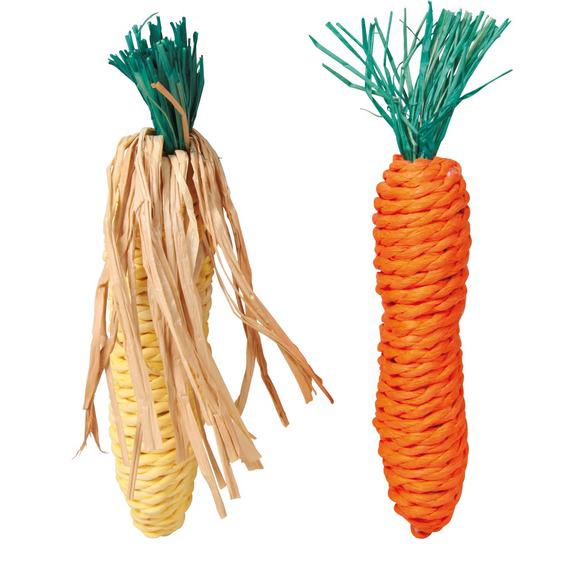 TRIXIE 6192 Набор игрушек д/грызунов "Морковь и Кукуруза", 15 см, сизаль, 2 шт. 