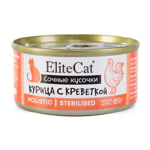 ELITECAT Консервы для кошек Курица с креветкой, 85 гр
