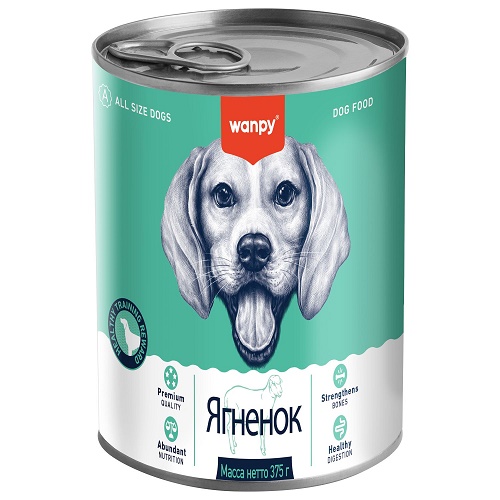 WANPY Консервы для собак из ягненка, 375 гр