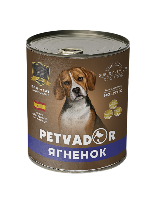 PETVADOR Консервы для собак, ягненок и лосось, 400 гр